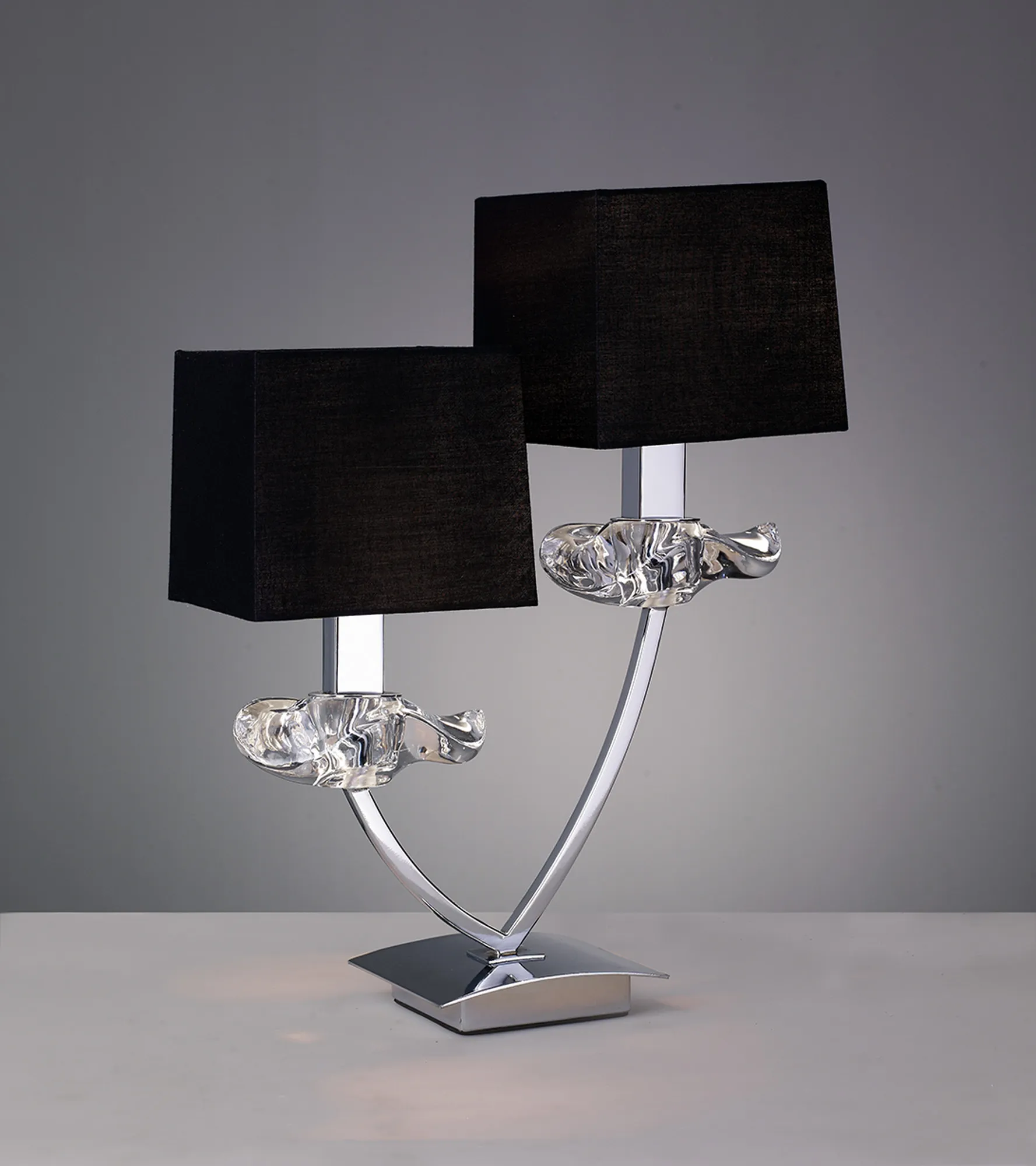 Akira Polished Chrome-Black Table Lamps Mantra Shaded Table Lamps Akira Polished Chrome-Black Table Lamps Mantra Shaded Table Lamps